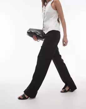 Topshop – Базовые черные брюки с разрезом