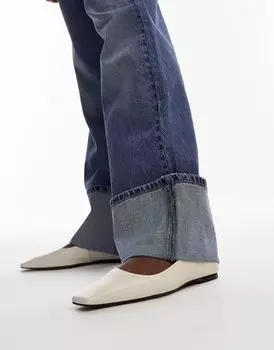 Topshop – Blakely – Белые кожаные балетки с квадратным носком