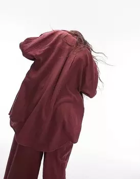 Topshop– Бордовая фактурная классическая рубашка, часть комплекта