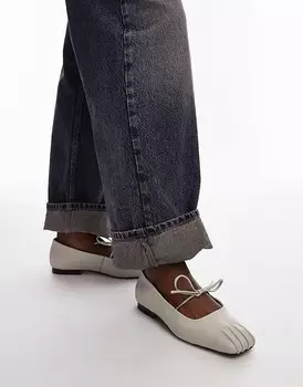 Topshop – Bridget – Кожаные балетки кремового цвета со сборками на мыске