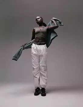 Topshop — брюки-карго в парашютном стиле супер-оверсайз из хлопка цвета экрю