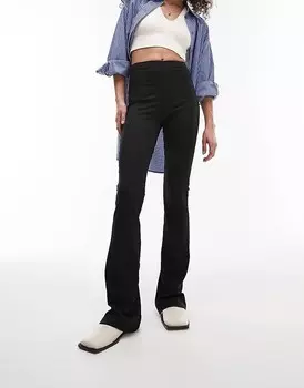 Topshop - Брюки-клеш скинни в рубчик черного цвета