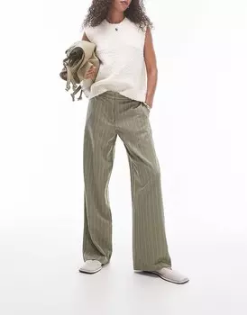 Topshop – Брюки с низкой посадкой в зеленую полоску