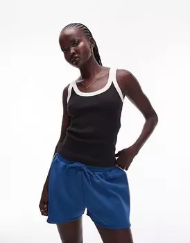 Topshop — черная майка с контрастными белыми краями