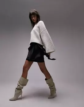 Topshop – Черная мини-юбка с драпировкой и кисточками