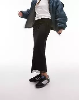 Topshop — черная юбка миди с запахом и шнуровкой