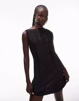Topshop – Черное короткое платье со складками и складками