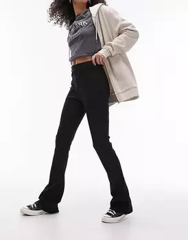 Topshop – Черные брюки-клеш скинни в рубчик