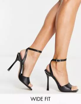 Topshop Черные сандалии Wide fit Rita из двух частей