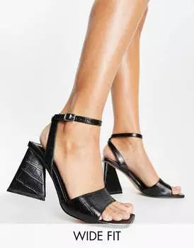 Topshop Черные широкие туфли Remi на блочном каблуке из двух частей