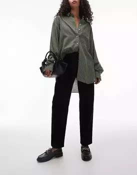 Topshop – Черные вельветовые брюки с колышками