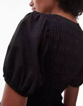 Topshop – черный топ с рюшами