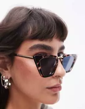 Topshop – Clove – Солнцезащитные очки «кошачий глаз» темной черепаховой расцветки