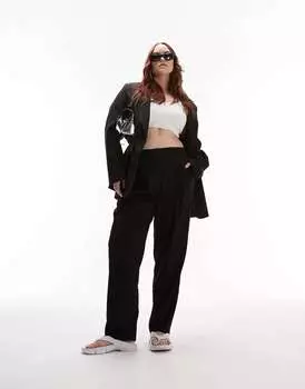 Topshop Curve Tailored, узкие эластичные брюки с завышенной талией, черные