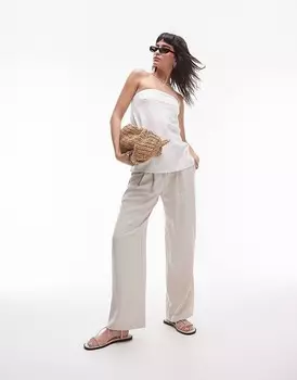 Topshop - Длинный льняной топ-бандо белого цвета