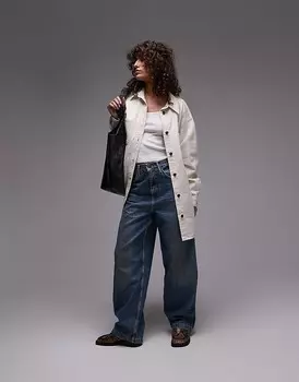 Topshop – джинсовая куртка-рубашка цвета экрю