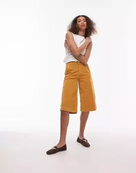 Topshop джинсовые шорты-бочонок из хлопкового твила в верблюжьем цвете