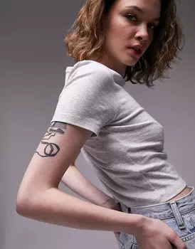 Topshop - Everyday - Длинная серая футболка