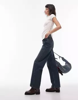 Topshop — футболка каменного цвета в рубчик с высоким воротником и разрезом по бокам