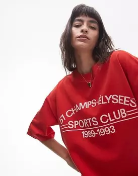 Topshop – Футболка Oversize цвета Rot mit «Елиссийские поля»-Grafikprint