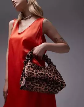 Topshop – Gilbert – сумка-саквояж с леопардовым принтом и ручкой со сборками