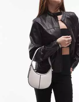 Topshop – Gracie – Маленькая сумка через плечо U-образной формы из шерсти белого цвета с контрастной строчкой