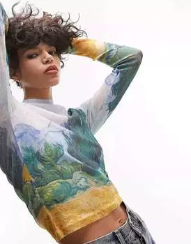 Topshop графическая лицензия Национальная галерея Ван Гог разрисовал топ с длинными рукавами