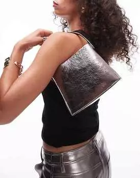 Topshop – Gretel – Маленькая сумочка графитовая с металлической ручкой