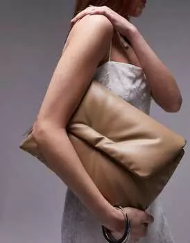 Topshop - Gus - Большой клатч светло-коричневого цвета с мягким дизайном