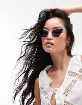 Topshop – Hibiscus – Солнцезащитные очки «кошачий глаз» без оправы (золотые)