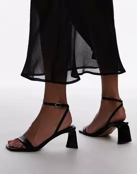 Topshop – Ира – Черные босоножки на тонких ремешках и дрянном каблуке