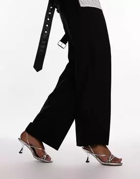 Topshop – Iyla – Босоножки на высоком каблуке серебристого цвета с ремешками