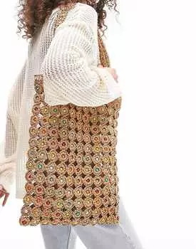 Topshop – Jay – Разноцветная сумка-шоппер крючком с ярким бисером