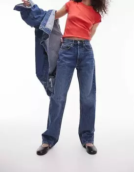 Topshop – Kort – Синие джинсы прямого кроя