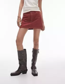 Topshop - Красная джинсовая микроюбка