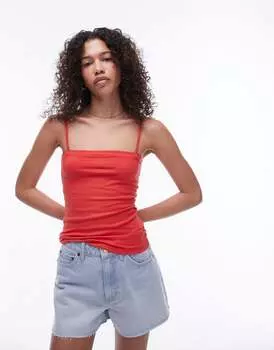 Topshop – Красный топ-бандо на тонких бретелях