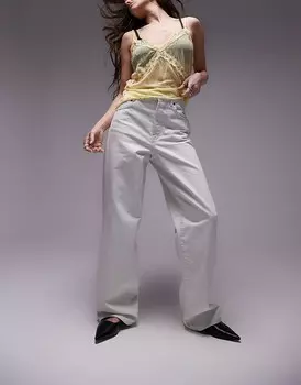 Topshop — кремово-белые джинсы-колонна со средней высокой талией