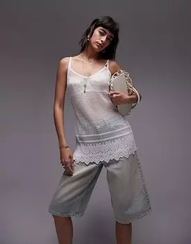 Topshop - Майка из кружева плюмети белого цвета