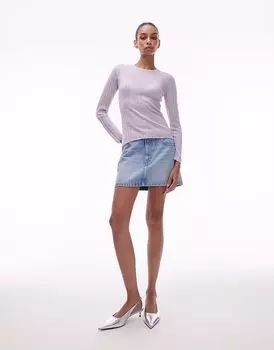 Topshop - Мини-юбка из выбеленного денима с оборками