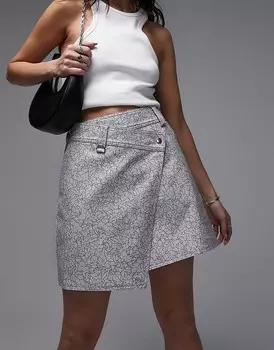 Topshop – Мини-юбка с запахом и эффектом мраморной рваной кожи