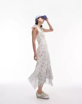 Topshop — Миксуйте и сочетайте — Платье миди с бретельками и бретельками в винтажном принте