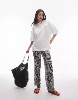 Topshop — Монохромные брюки из прозрачной мятой ткани с абстрактным узором