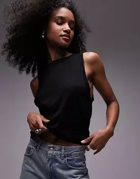 Topshop Мягкий черный свободный топ без рукавов