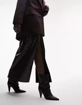 Topshop Nadia черные ботинки из натуральной кожи с острым носком и зауженным каблуком