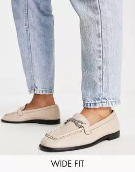 Topshop Нейтральные кожаные лоферы широкого кроя Lola с цепочкой