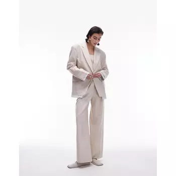 Topshop Oversized Linen With Matching Striped Exposed Lining, экрю