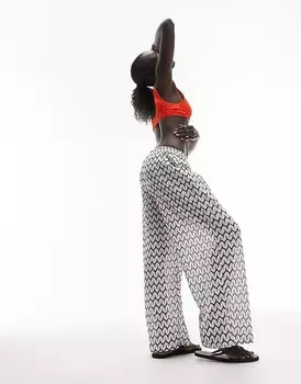 Topshop Petite Бело-черные вязаные школьные брюки