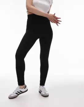 Topshop Petite – Черные леггинсы с высокой талией