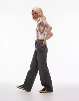 Topshop Petite Ember Vintage темно-серые широкие джинсы с низкой посадкой