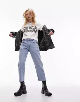 Topshop Petite — прямые укороченные джинсы отбеливающего цвета со средней завышенной талией